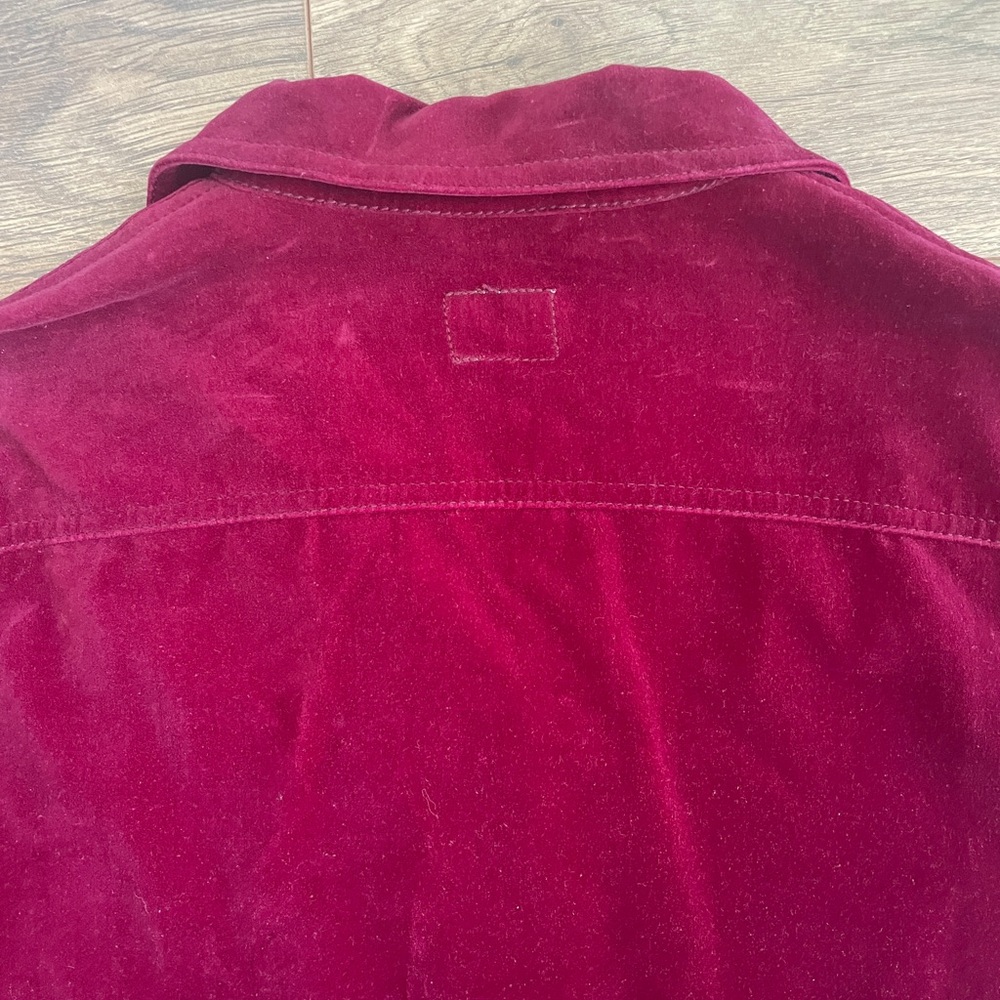 CK CALVIN KLEIN JEANS 90's RED VELVETEEN CROPPED TRUCKER JACKET |  SUPER RARE - Picture 11 of 14